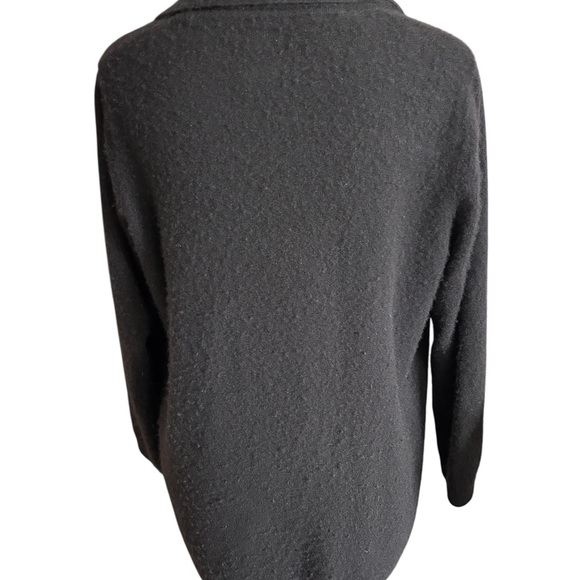 Chico's 100% Cashmere Open Front Cardigan Sweater Black 2/L Tiny Flaws - Picture 3 of 8